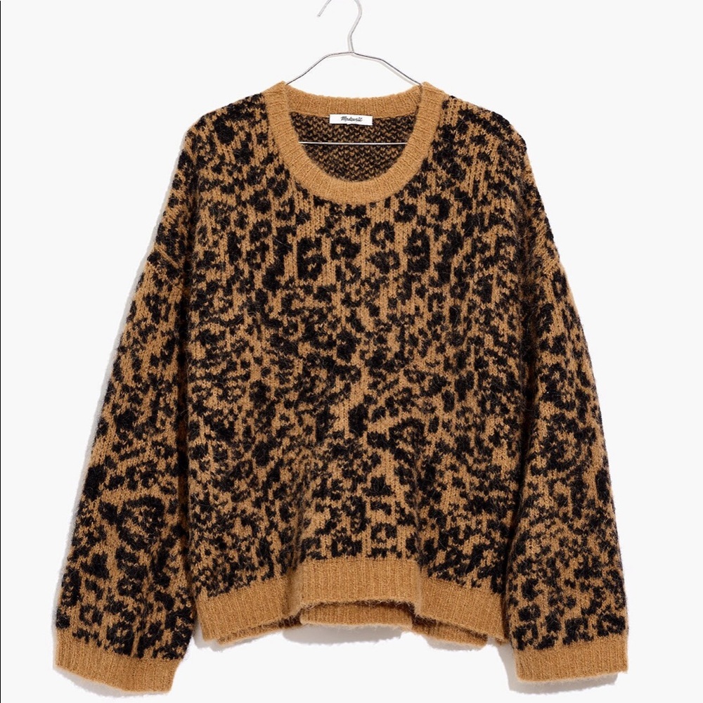 NWT Madewell Crewneck Pullover Sweater in Leopard